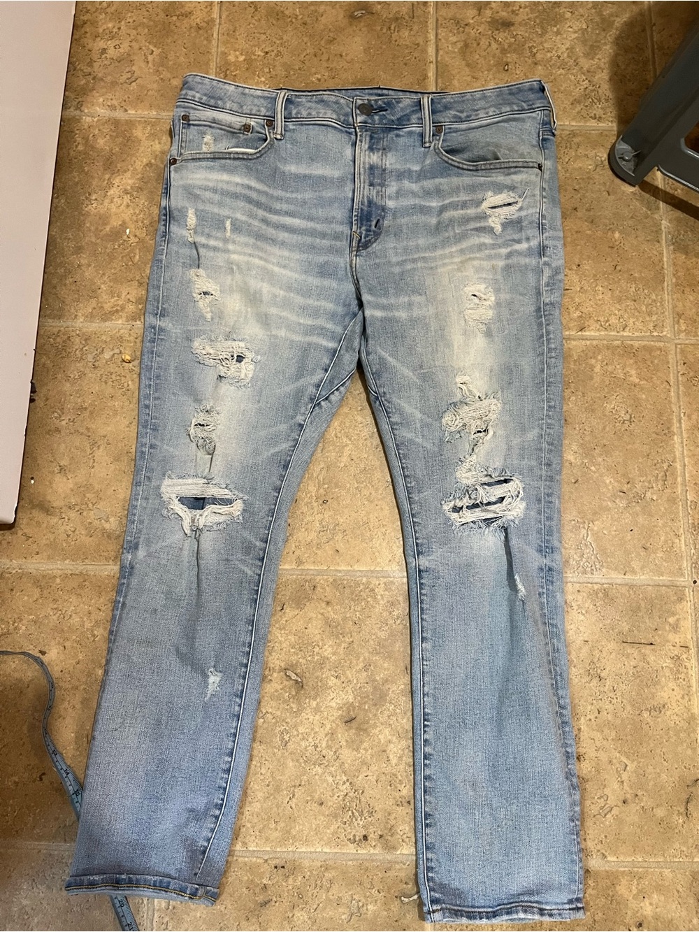 American Eagle Outfitters Light Blue Slim Straight Distressed Jeans